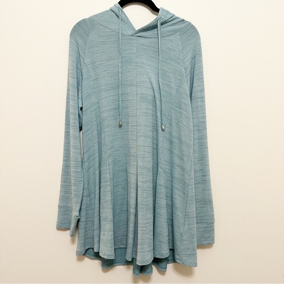 Soft Surroundings Aqua Heathered Relaxed Fit Hooded Pull Over Size Medium - Picture 1 of 8